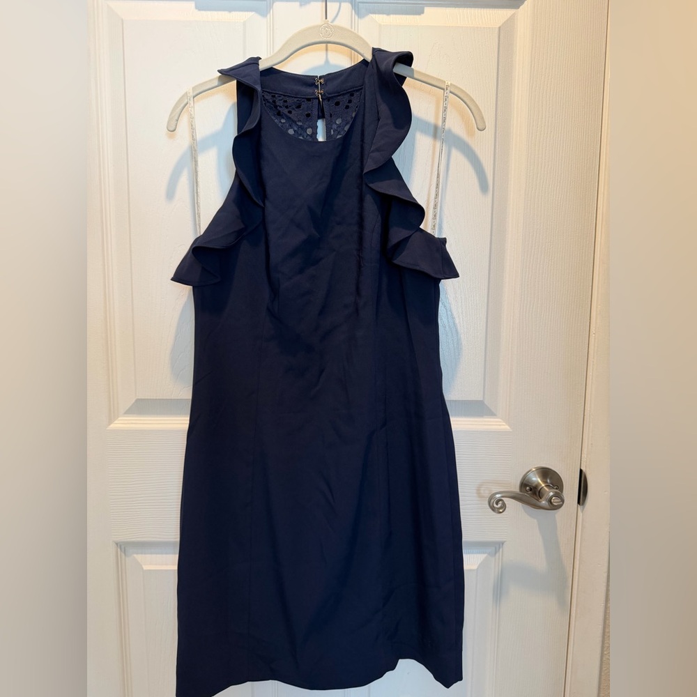 Lilly Pulitzer Britnee Navy Blue Ruffle Shift Dress